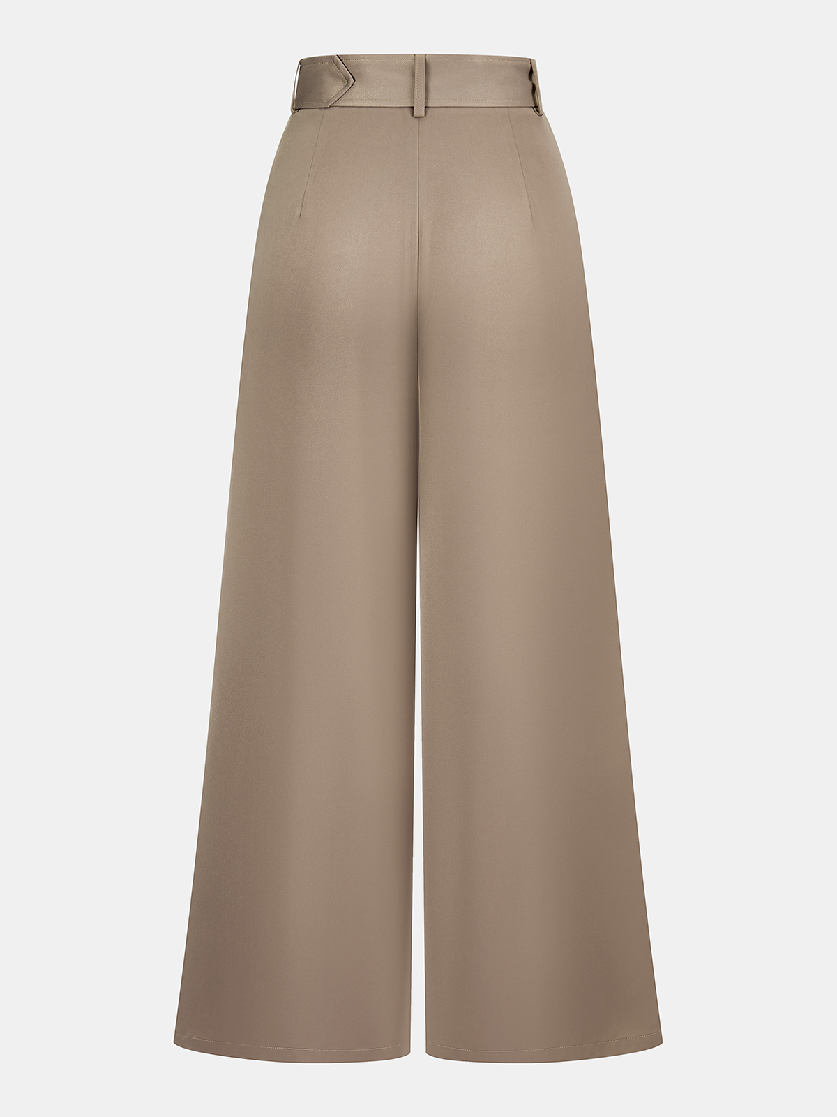 Belted Satin Pleated Wide-Leg Pants