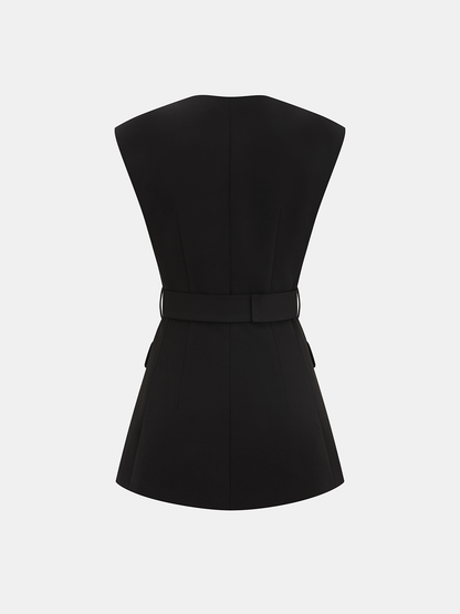 Sleeveless Belted Blazer Vest