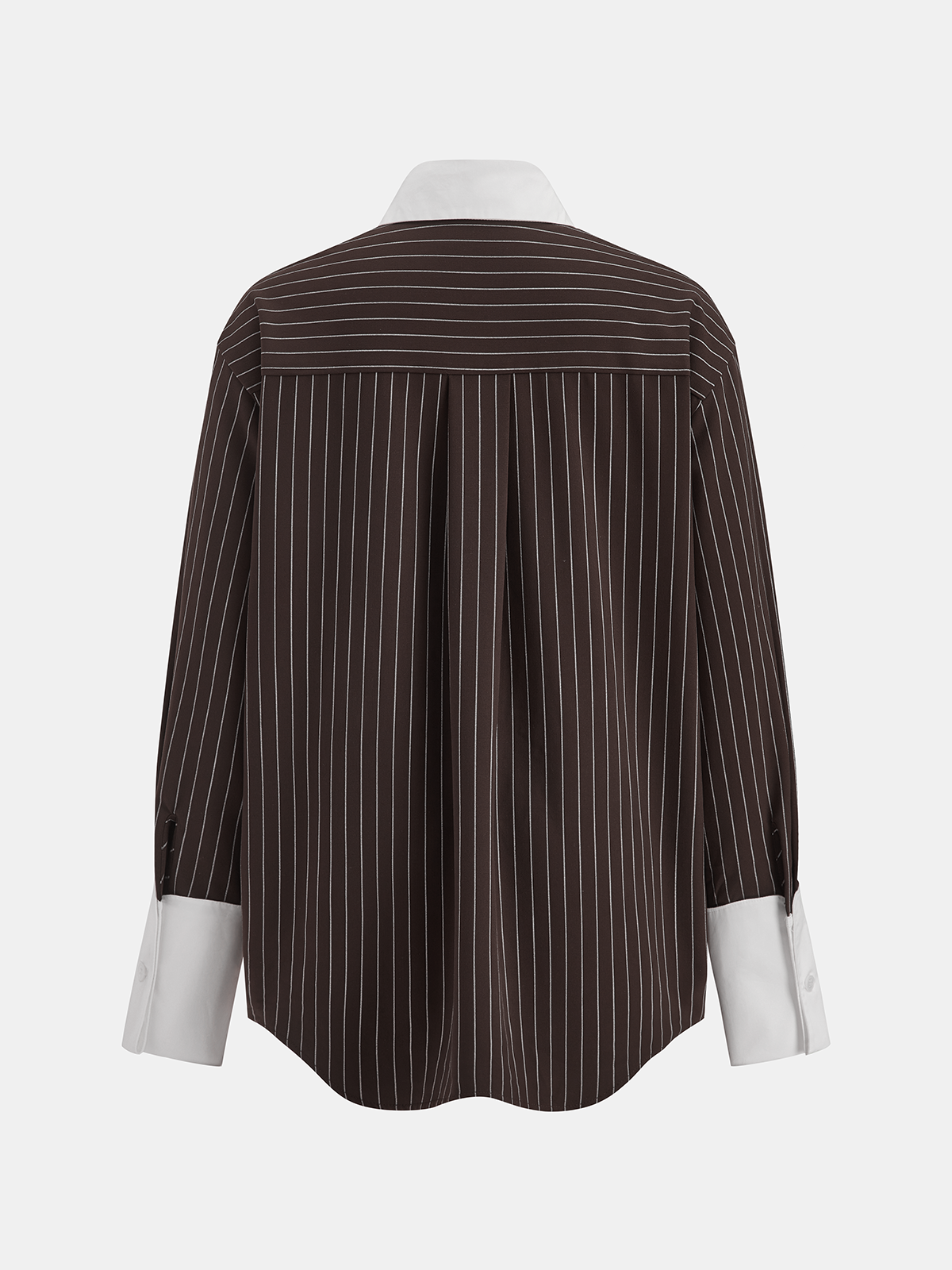 Contrast Collar Pinstripe Loose Shirt
