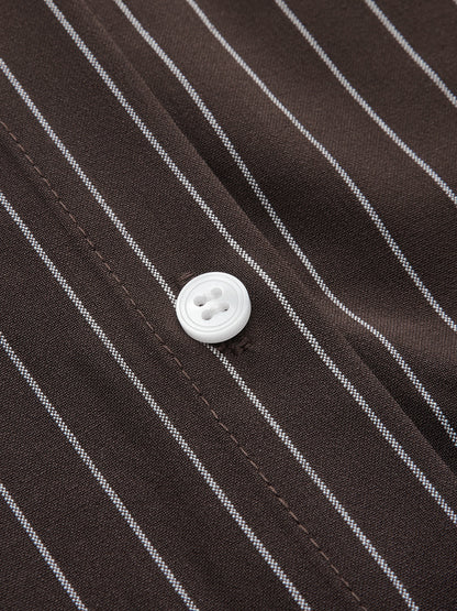 Contrast Collar Pinstripe Loose Shirt