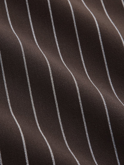 Contrast Collar Pinstripe Loose Shirt
