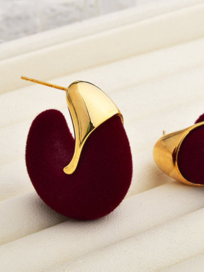 Flocked Hoop Stud Earrings