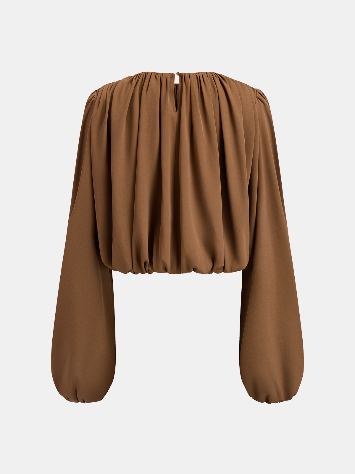 Loose Ruched Puff-Sleeve Cropped Blouse