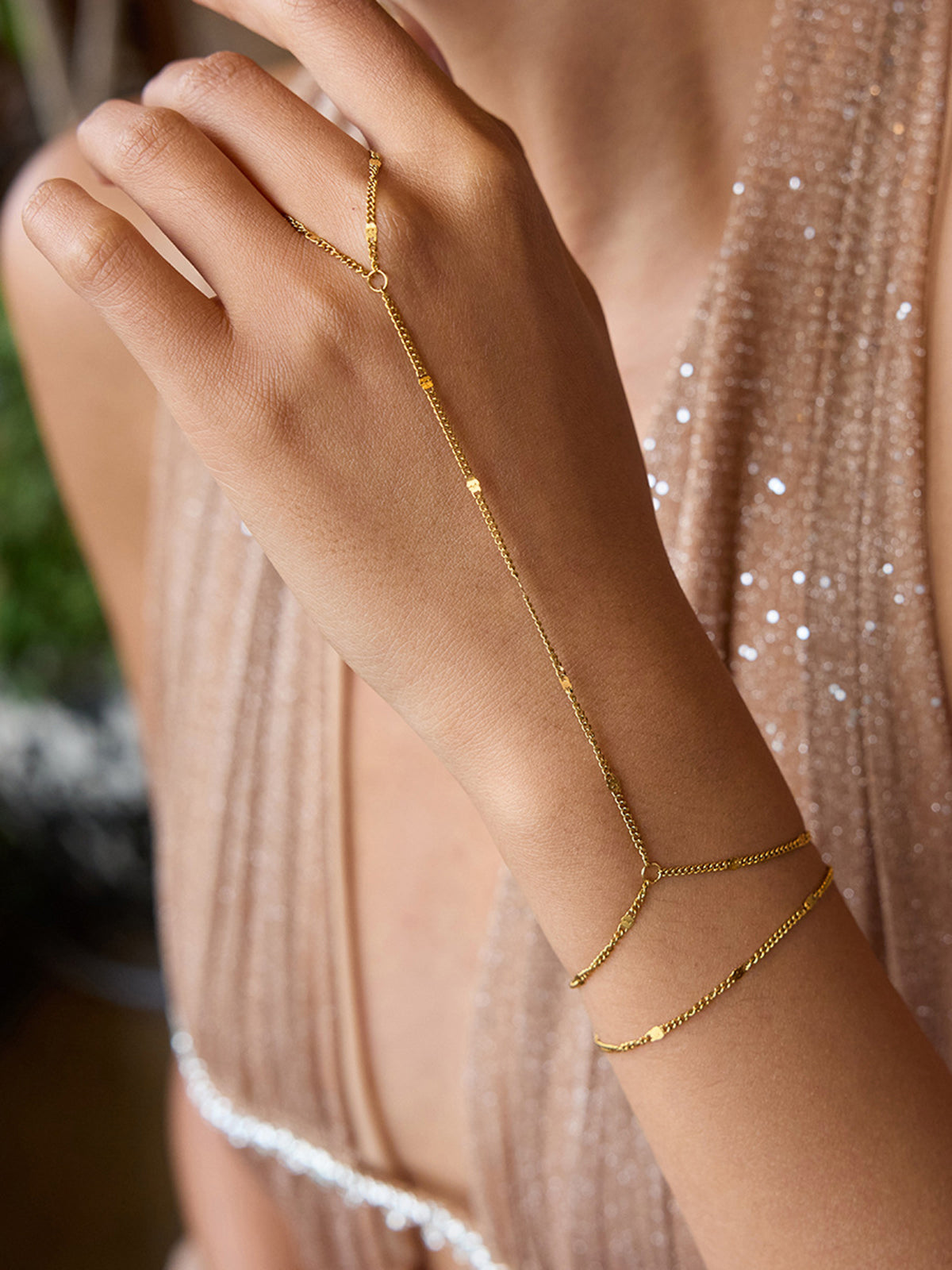 Gold-Tone Chain Finger Bracelet