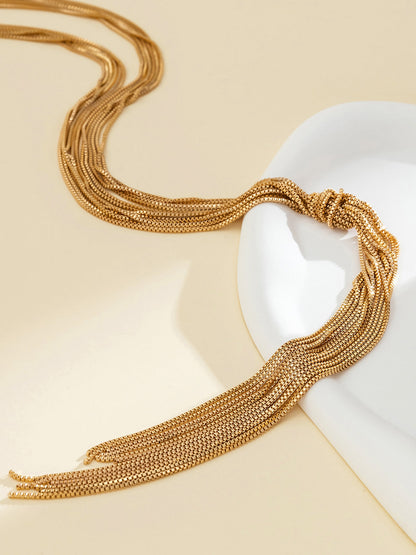 Multi-Strand Y-Shaped Tassel Necklace