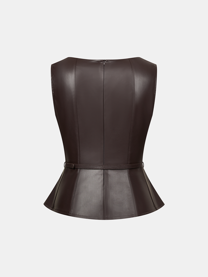Belted Faux Leather Top