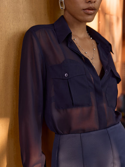 Sheer Shirt & Tailored Shorts Set