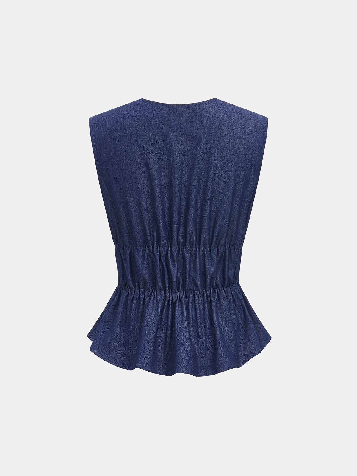 Faux Denim Tie-Waist Vest & Pants Set