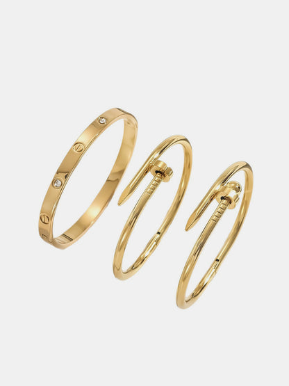 3pcs Screw & Nail Statement Bracelet