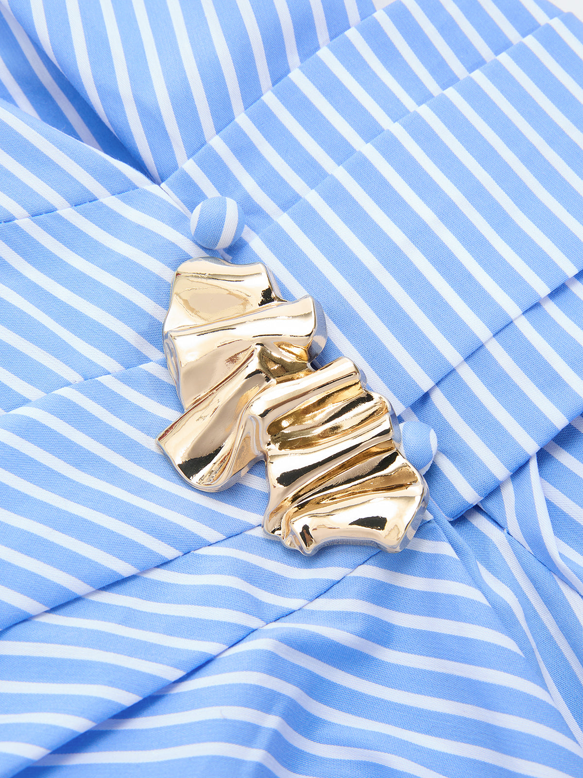 Metal Detail Flared Sleeve Striped Top