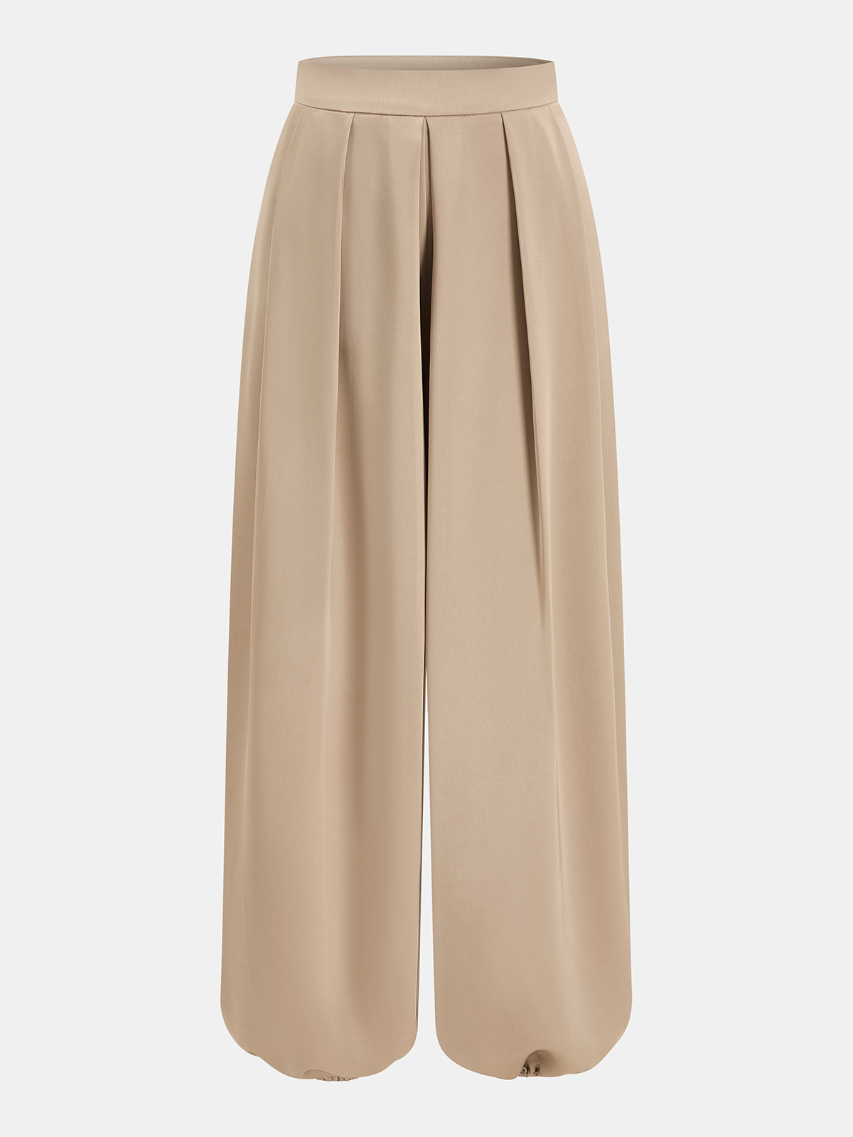 Mid-Waist Satin Pleated Balloon Pants
