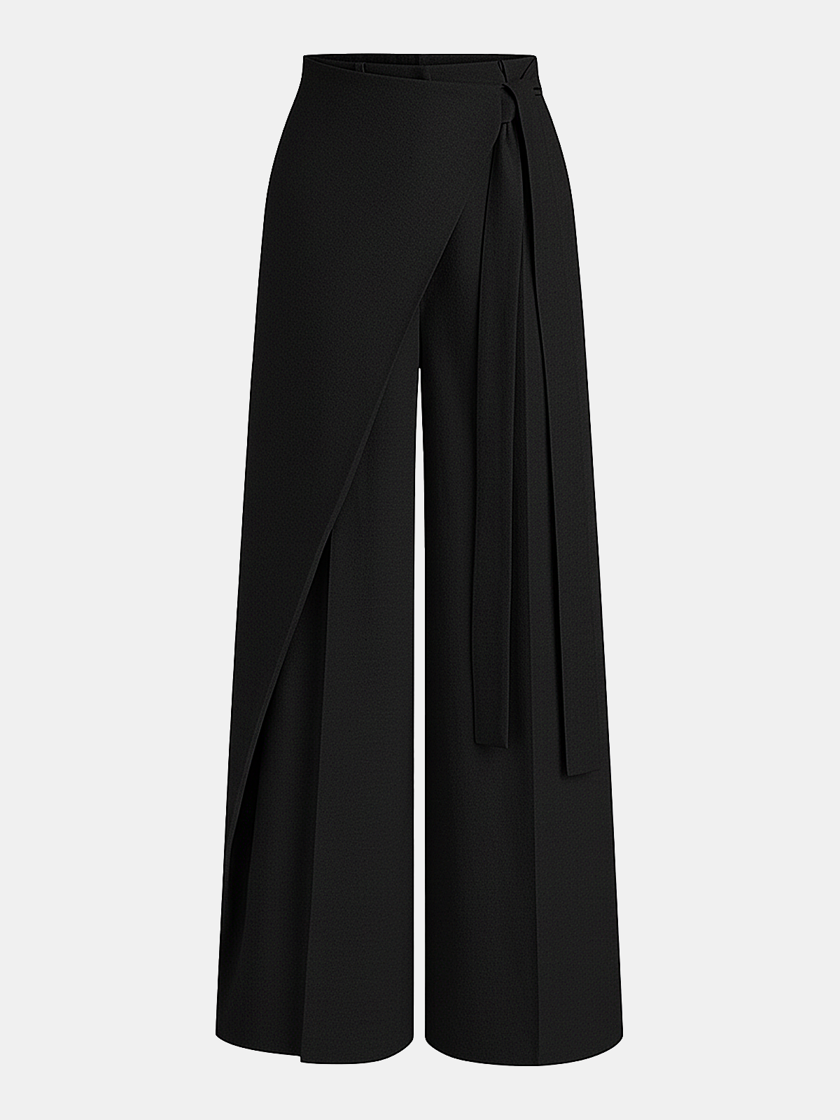 Puddle Hem Asymmetric Wrap Wide-Leg Pants