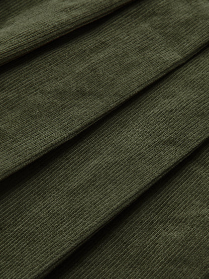 Pleated Corduroy Midi Skirt