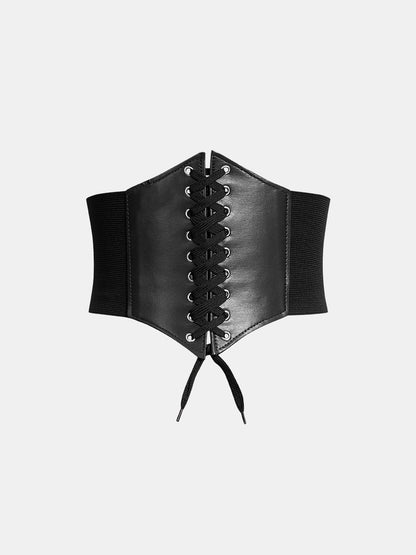 Lace-Up Faux Leather Corset Belt