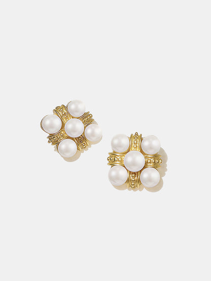Pearl Cluster Stud Earrings