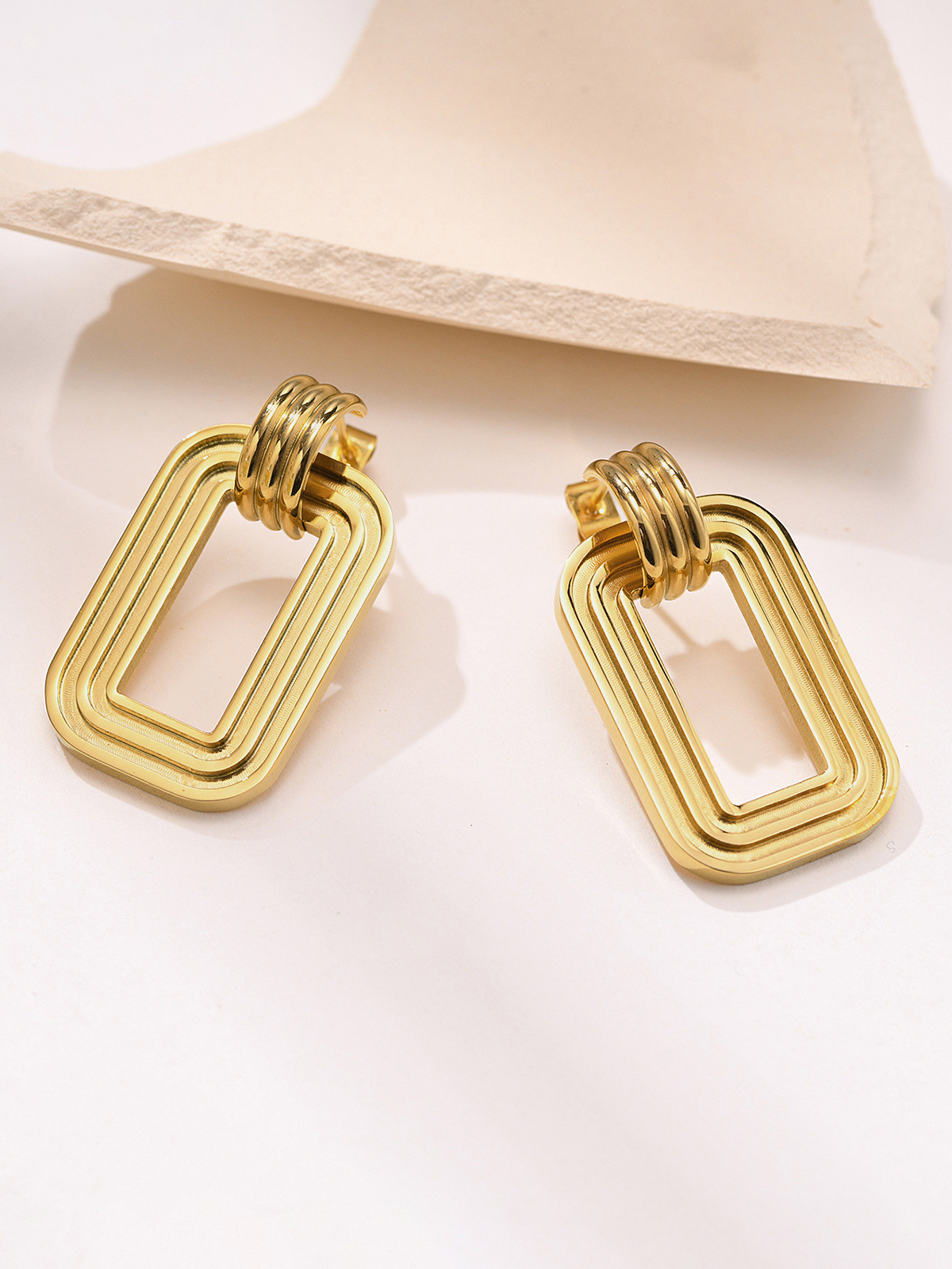 Layered Rectangular Hoop Earrings
