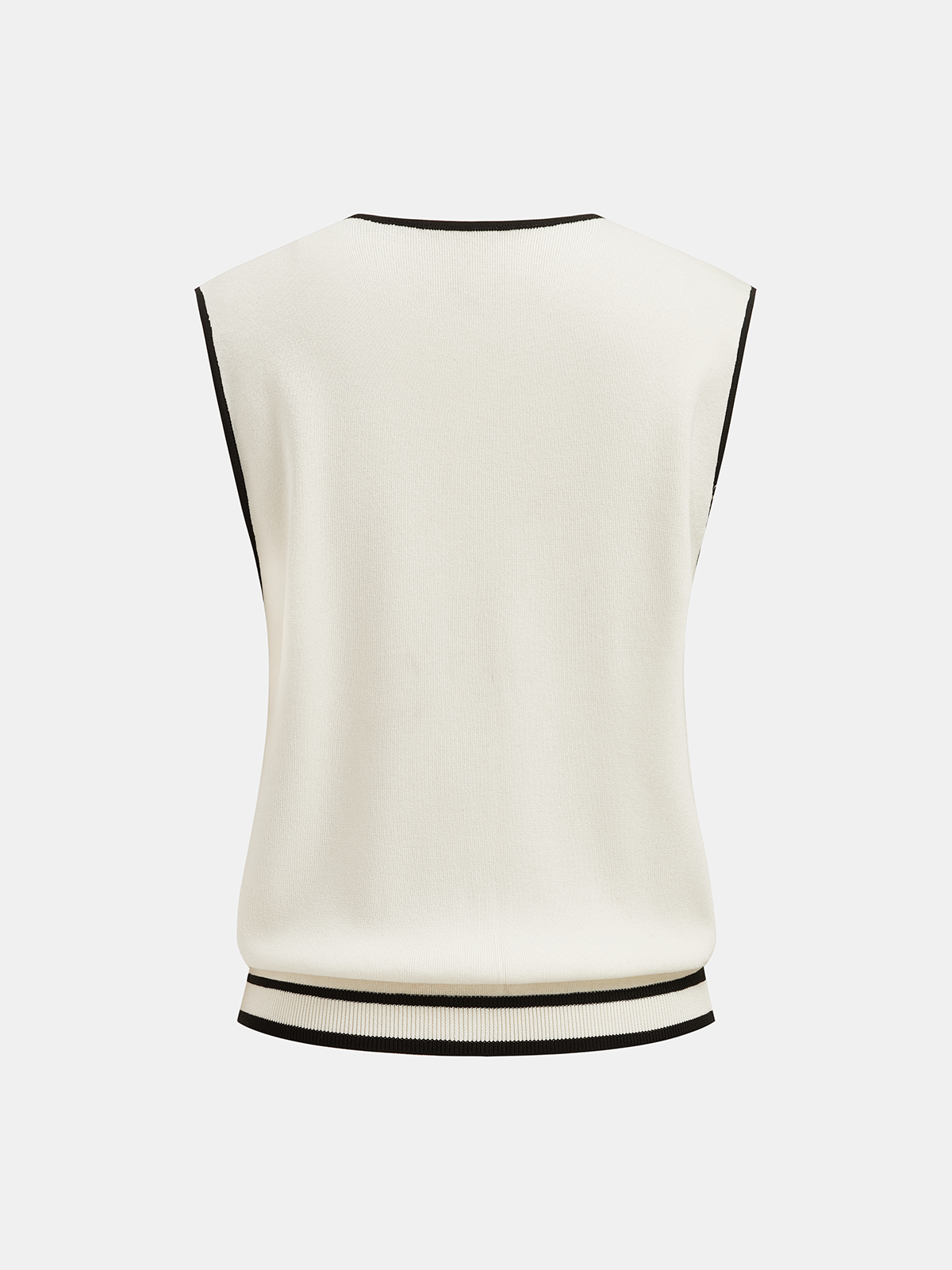 Contrast Piping Knit Vest & Wide-Leg Pants Set