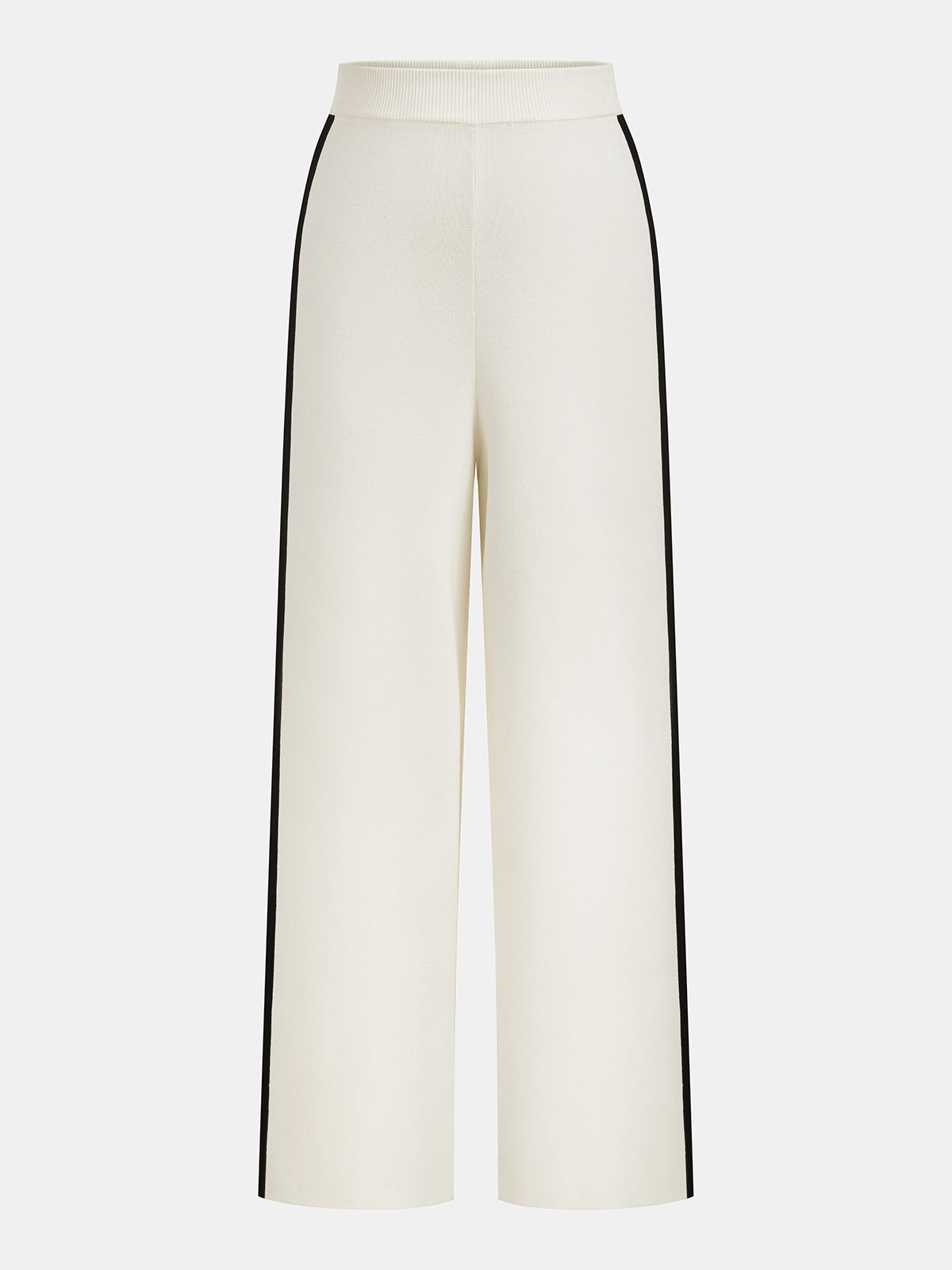 Contrast Piping Knit Vest & Wide-Leg Pants Set