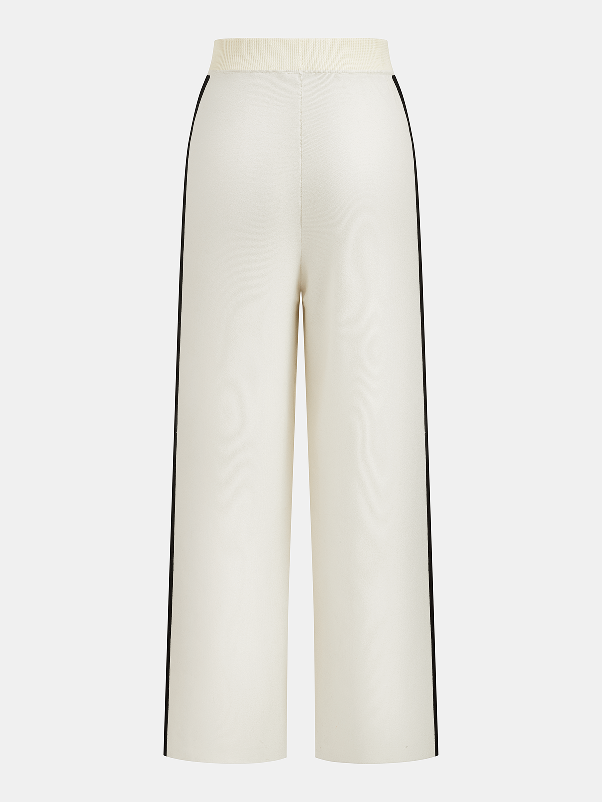 Contrast Piping Knit Vest & Wide-Leg Pants Set