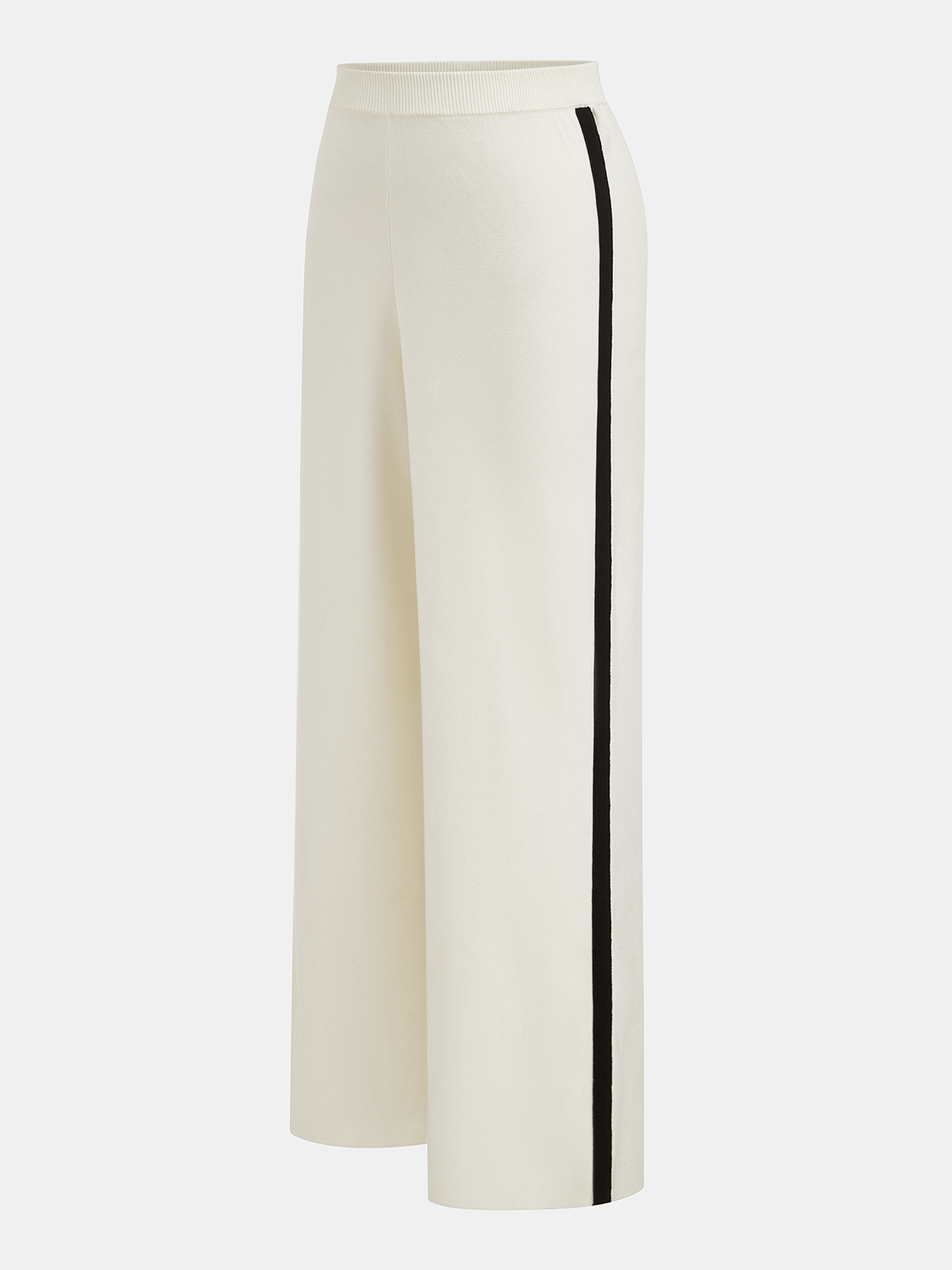 Contrast Piping Knit Vest & Wide-Leg Pants Set