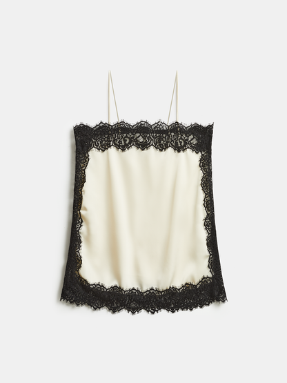 Lace Trim Satin Cami Top