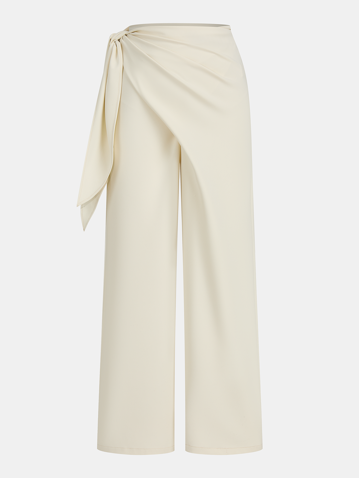 Draped Wrap Wide-Leg Pants