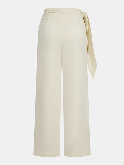 Draped Wrap Wide-Leg Pants
