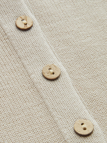 Button Front Short Sleeve Knit Cardigan