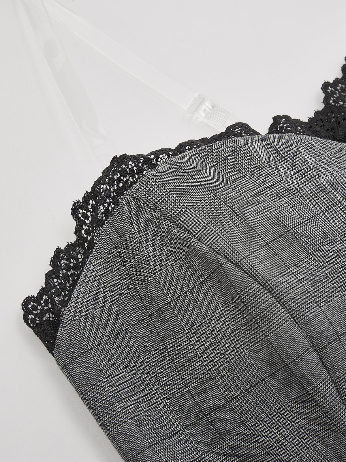 Plaid Lace Trim Strapless Top & Pants Set