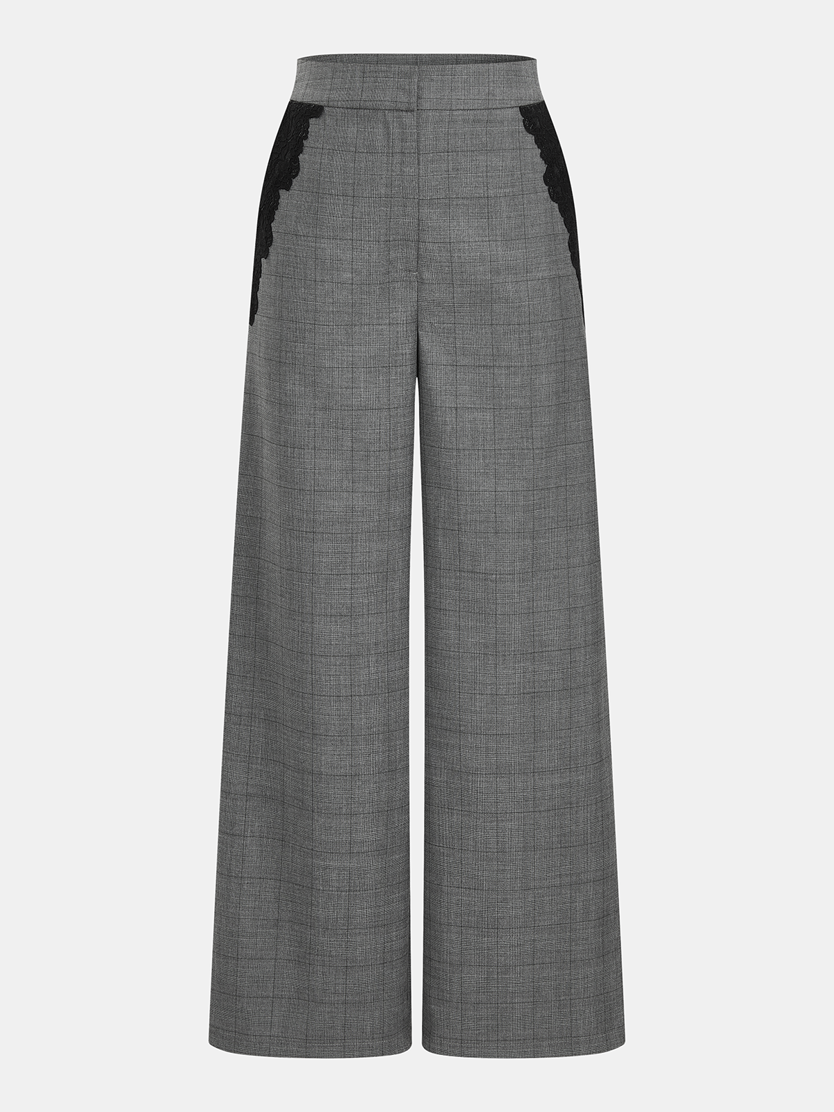Plaid Lace Trim Strapless Top & Pants Set