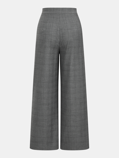 Plaid Lace Trim Strapless Top & Pants Set