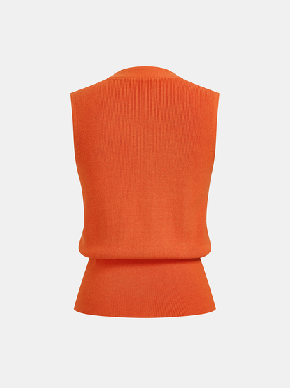 Decorative Button V Neck Knit Vest