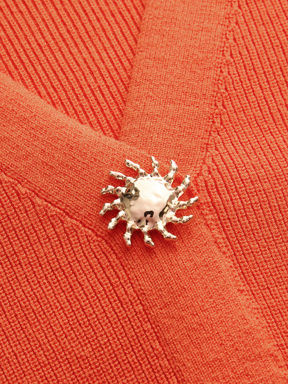 Decorative Button V Neck Knit Vest