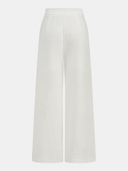 Bow Tie Wrap Linen Wide Leg Pants