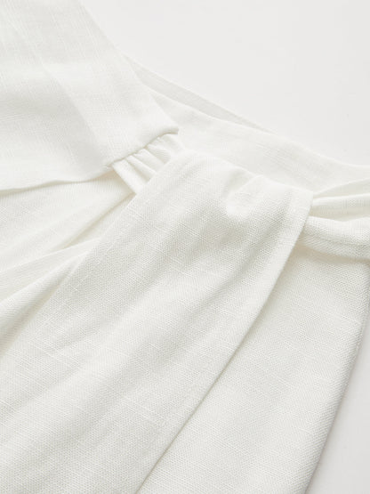 Bow Tie Wrap Linen Wide Leg Pants