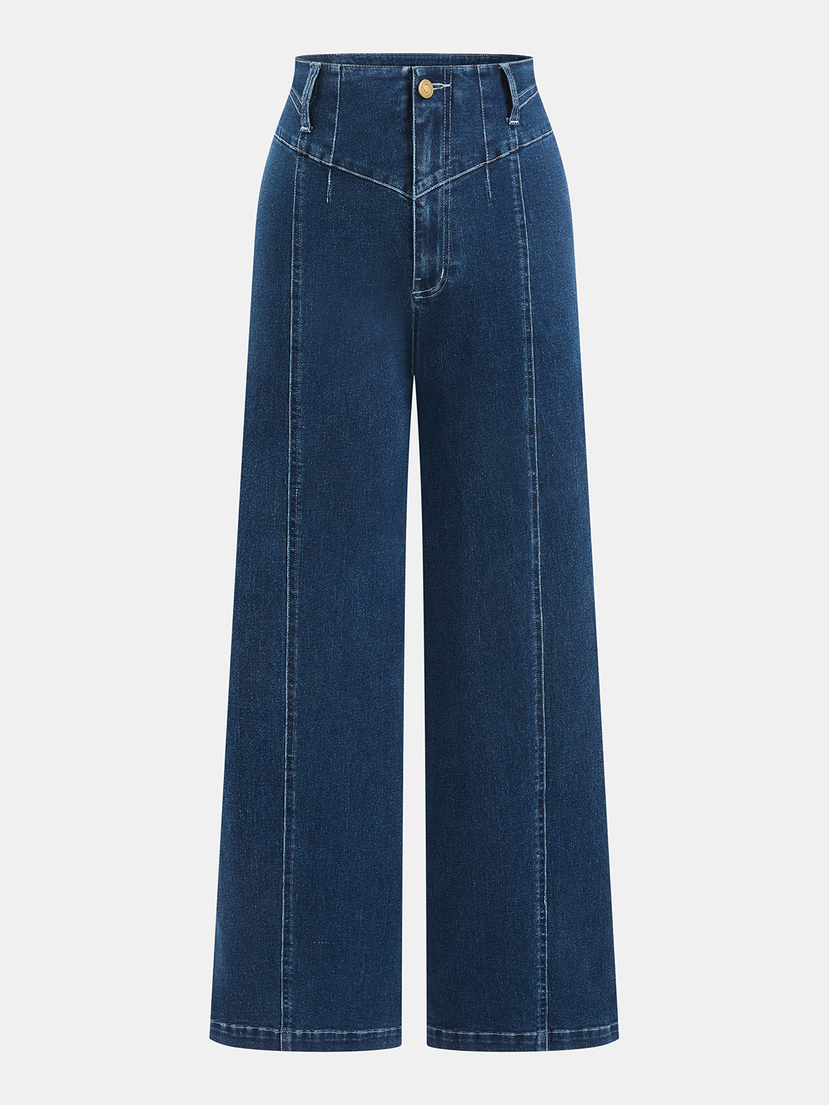 Mid-Waist Straight-Leg Denim Pants