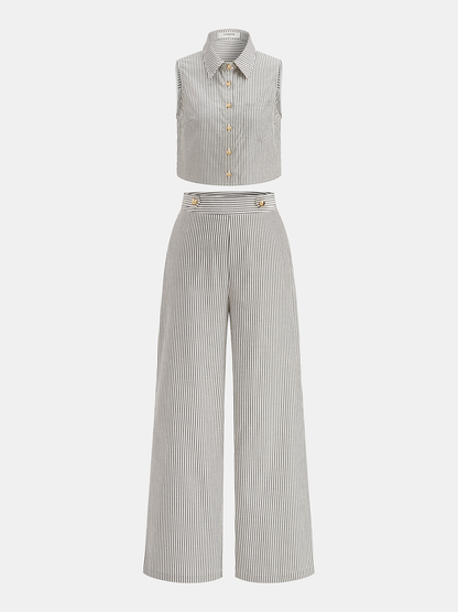 Striped Sleeveless Top & Pants Set