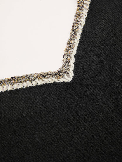 Contrast Trim Ribbed Knit Tank Top