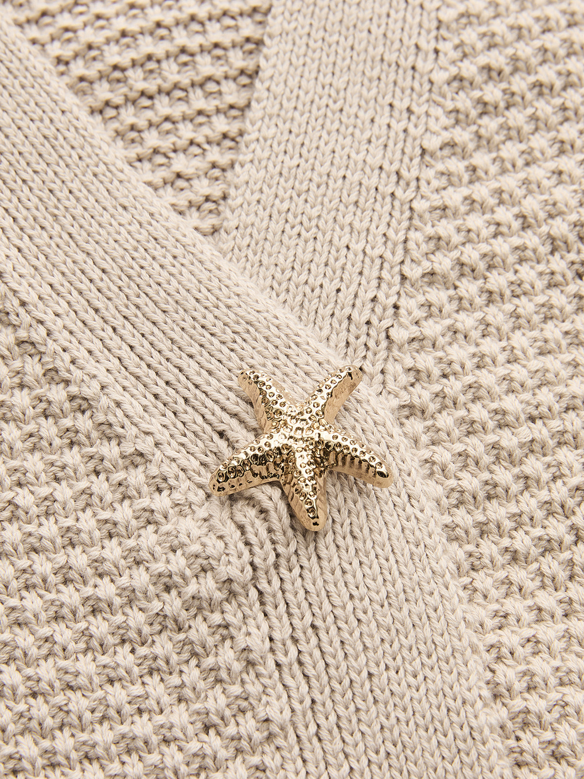 V-Neck Short Sleeve Starfish Button Cardigan