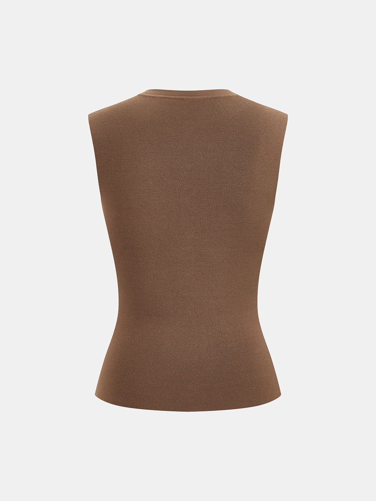 Metal Button Crew-Neck Sleeveless Knit Vest