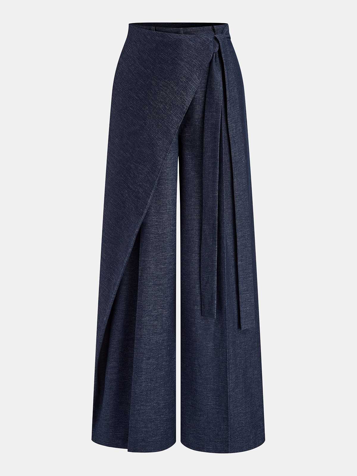 Puddle Hem Asymmetric Wrap Wide-Leg Pants