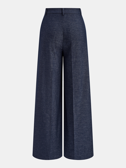 Puddle Hem Asymmetric Wrap Wide-Leg Pants