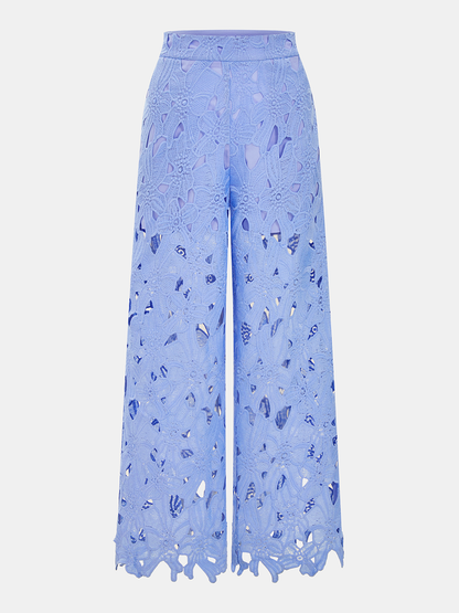 Cutout Lace Short Sleeve Top & Pants Set