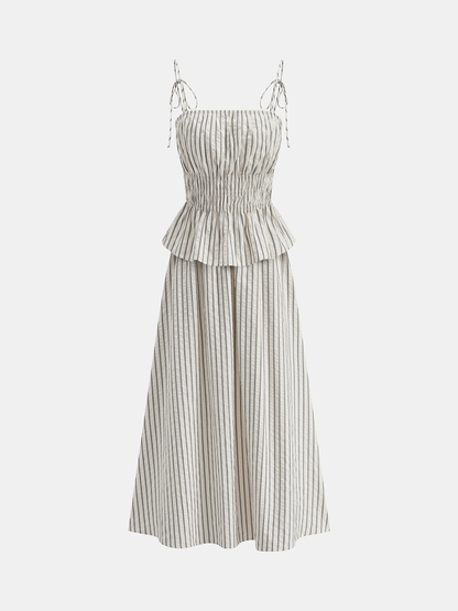 Striped Peplum Cami Top & Maxi Skirt Set