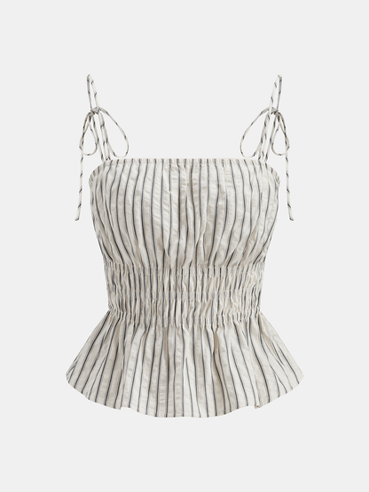 Striped Peplum Cami Top & Maxi Skirt Set