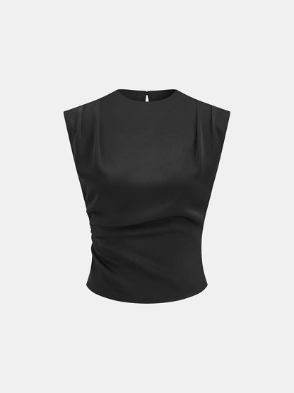 Sleeveless Ruched Top & Pleated Pants Set