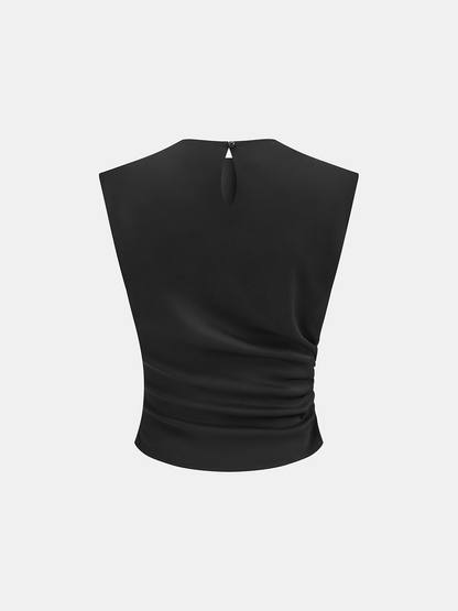 Sleeveless Ruched Top & Pleated Pants Set