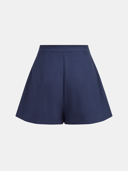 Embossed Button Pleated Skort