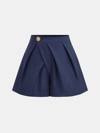 Embossed Button Pleated Skort