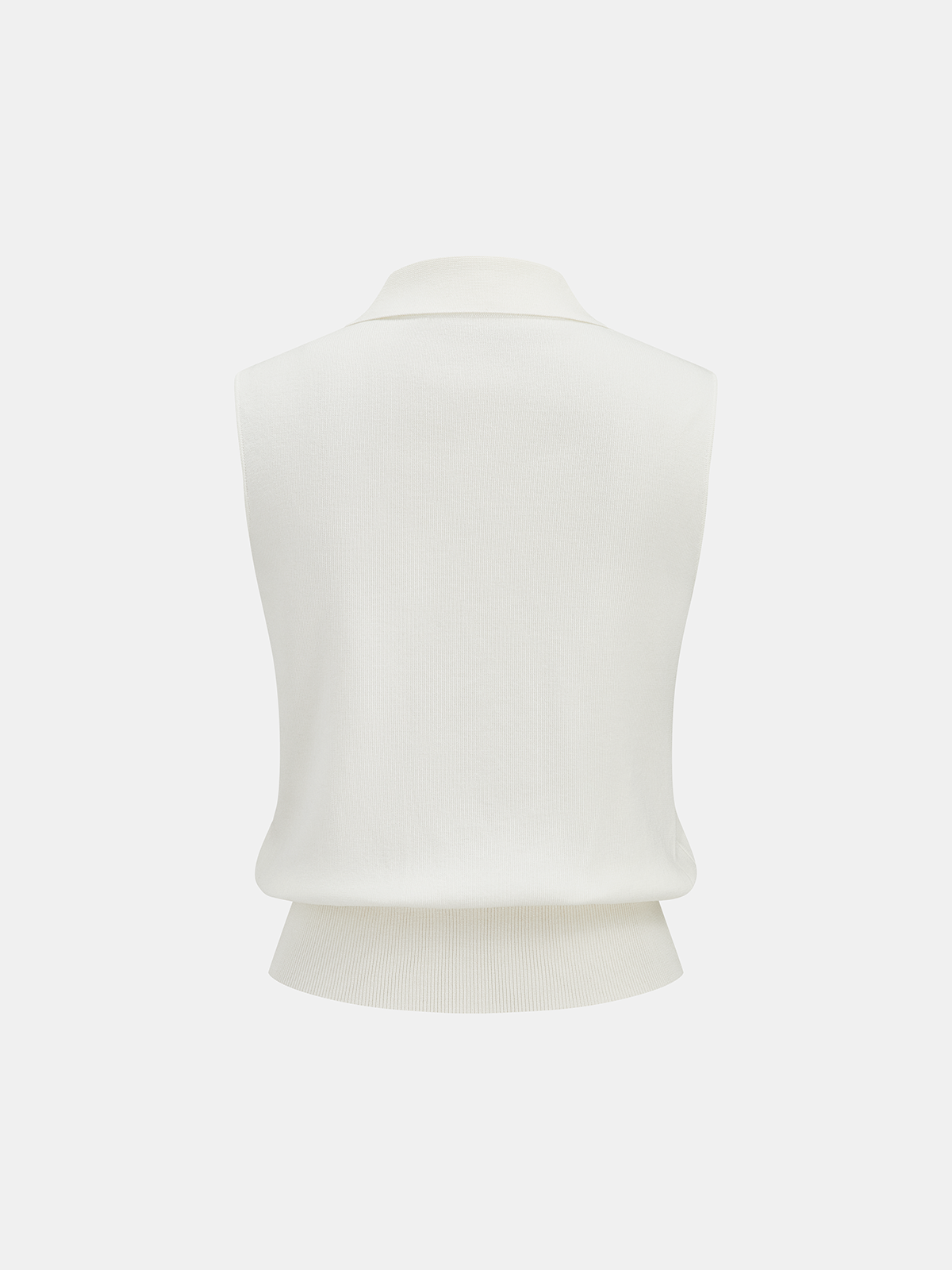Metal Button Collared Sleeveless Knit Top